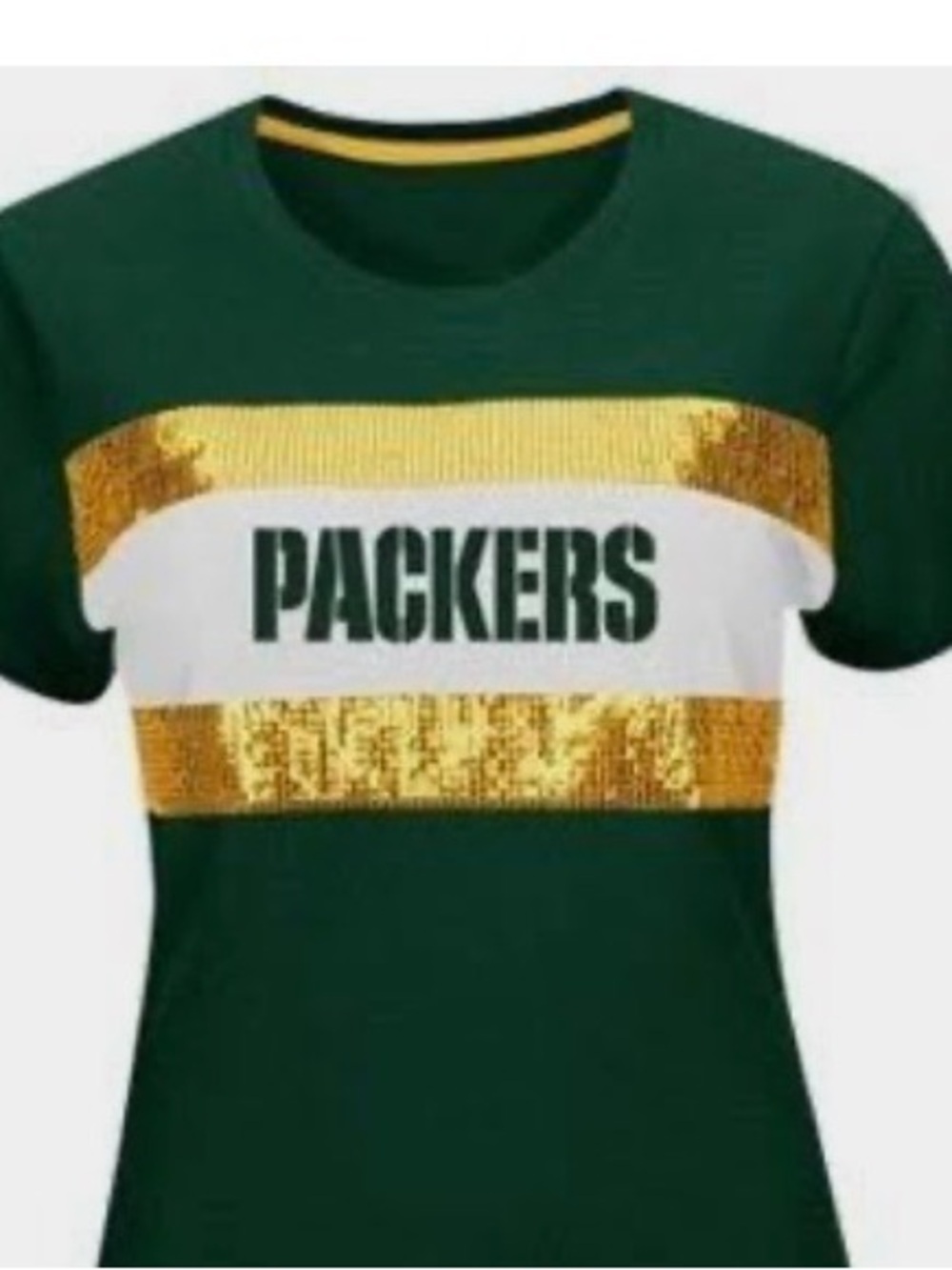Green Bay Packers Women Sequin Logo Tee